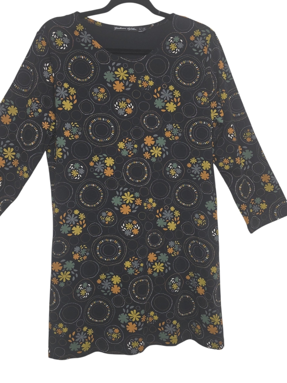Gudrun Sjödén Artsy Floral Tunic Dress Size L Scandinavian Boho Lagenlook
